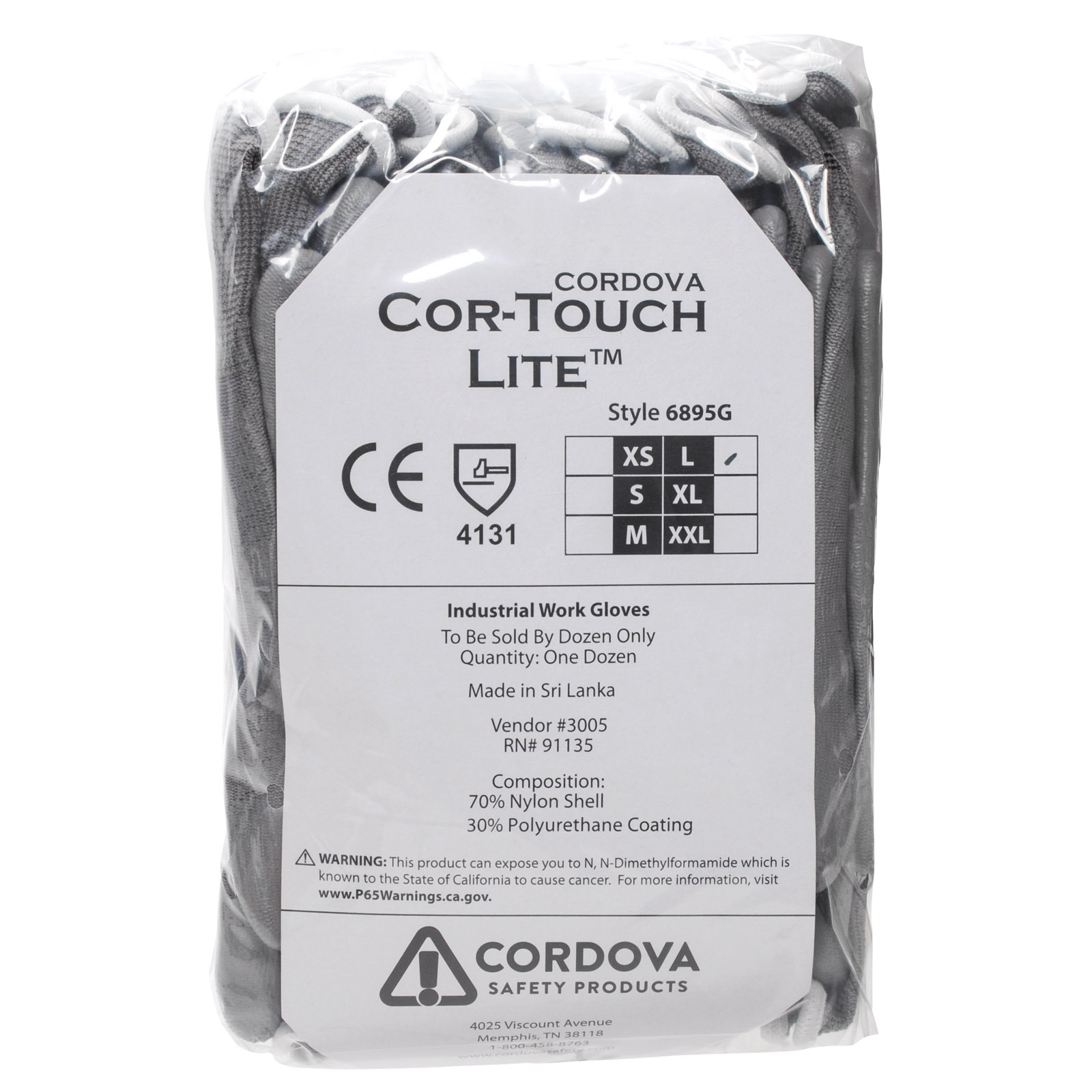 Cordova #6895 Nylon Palm Polyurethane Coated Gloves Dozen