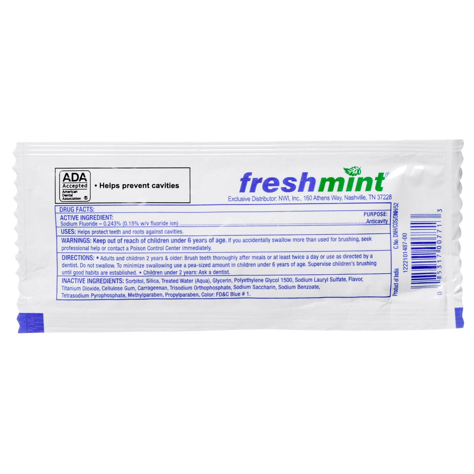 Toothpaste Packet .28 oz Each