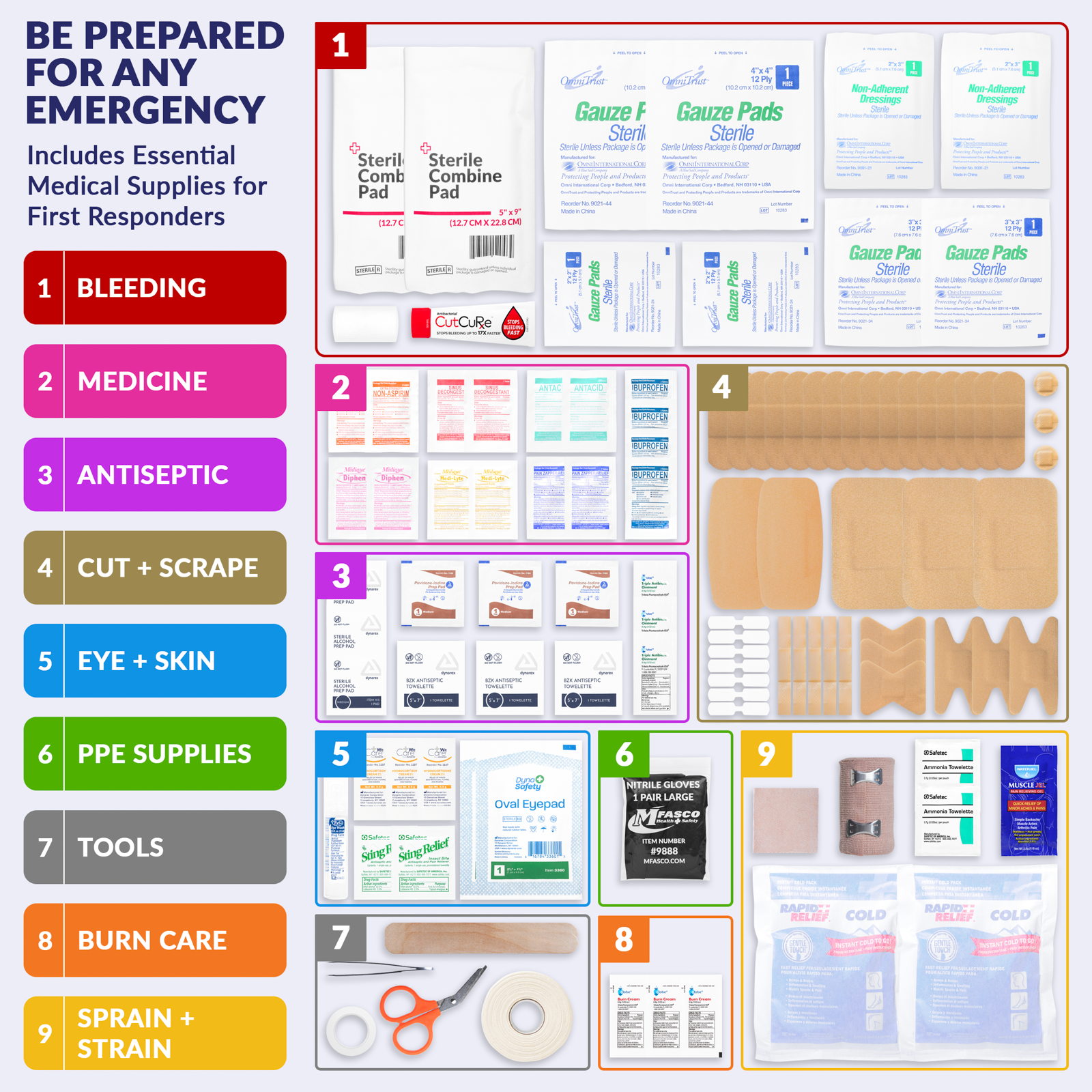 Sports Kit Refill Pack for Medium Size Sports & Team Kits 107 Piece