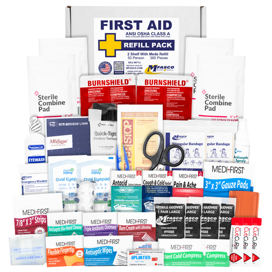 Small 2 Shelf Workplace First Aid Kit Refill With Medications 360 Piece