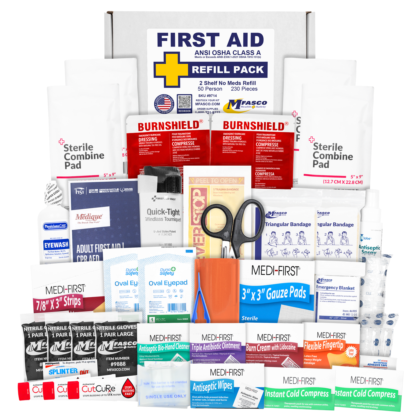 Small 2 Shelf Workplace First Aid Kit Refill No Medications 230 Piece