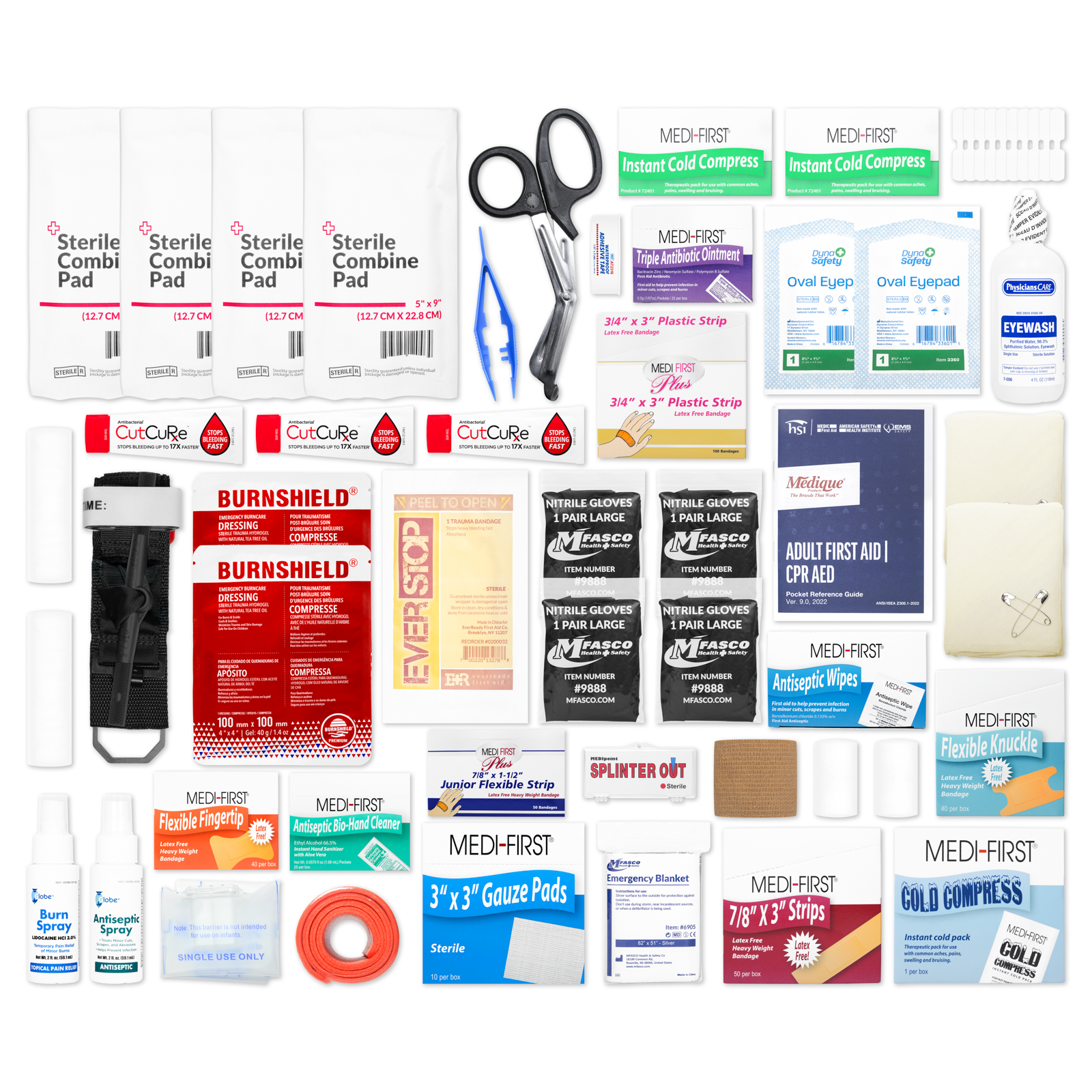 Medium 3 Shelf Workplace First Aid Kit Refill Pack No Medications 417 Piece