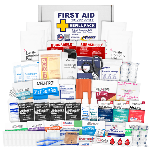 Medium 3 Shelf Workplace First Aid Kit Refill With Medications 546 Piece