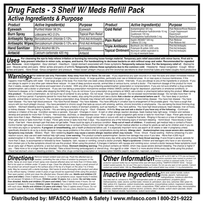 Medium 3 Shelf Workplace First Aid Kit Refill With Medications 546 Piece