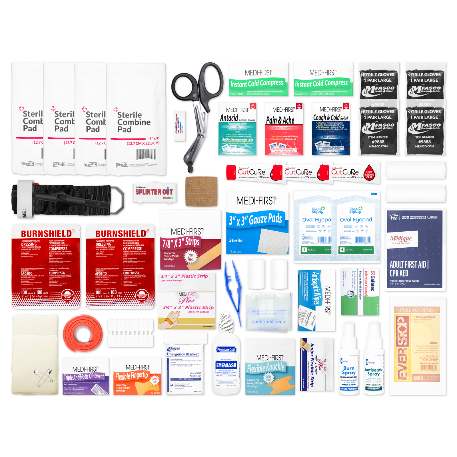 Medium 3 Shelf Workplace First Aid Kit Refill With Medications 546 Piece