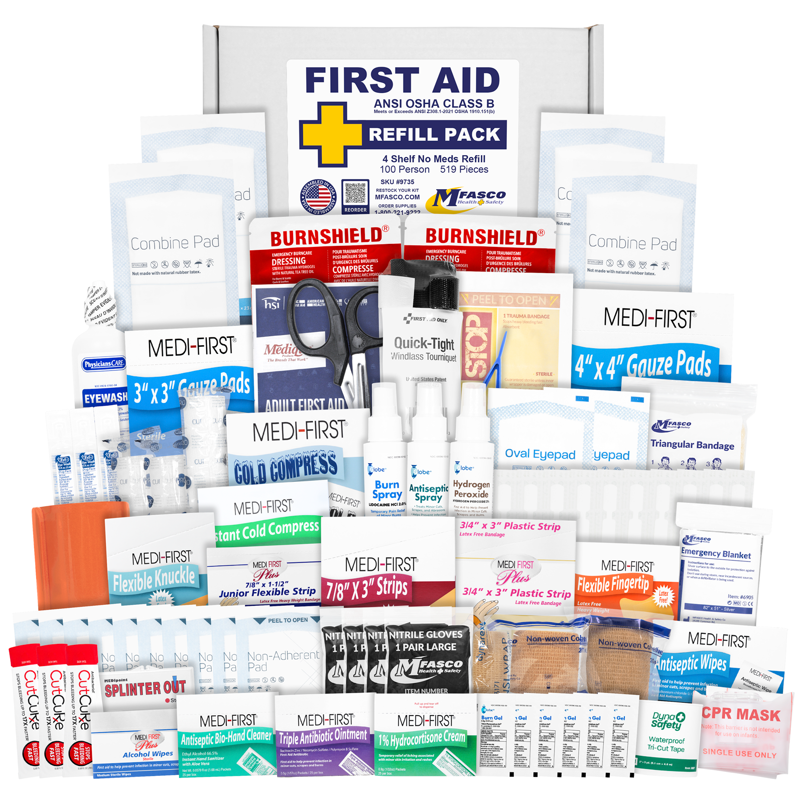 First Aid Refill for 4 Shelf Kit No Meds| MFASCO Health & Safety