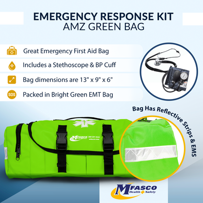 Emergency First Aid Kit Bag AMZ Fill Bright Green