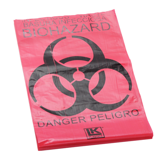Biohazard Bag 24x24 Red Each