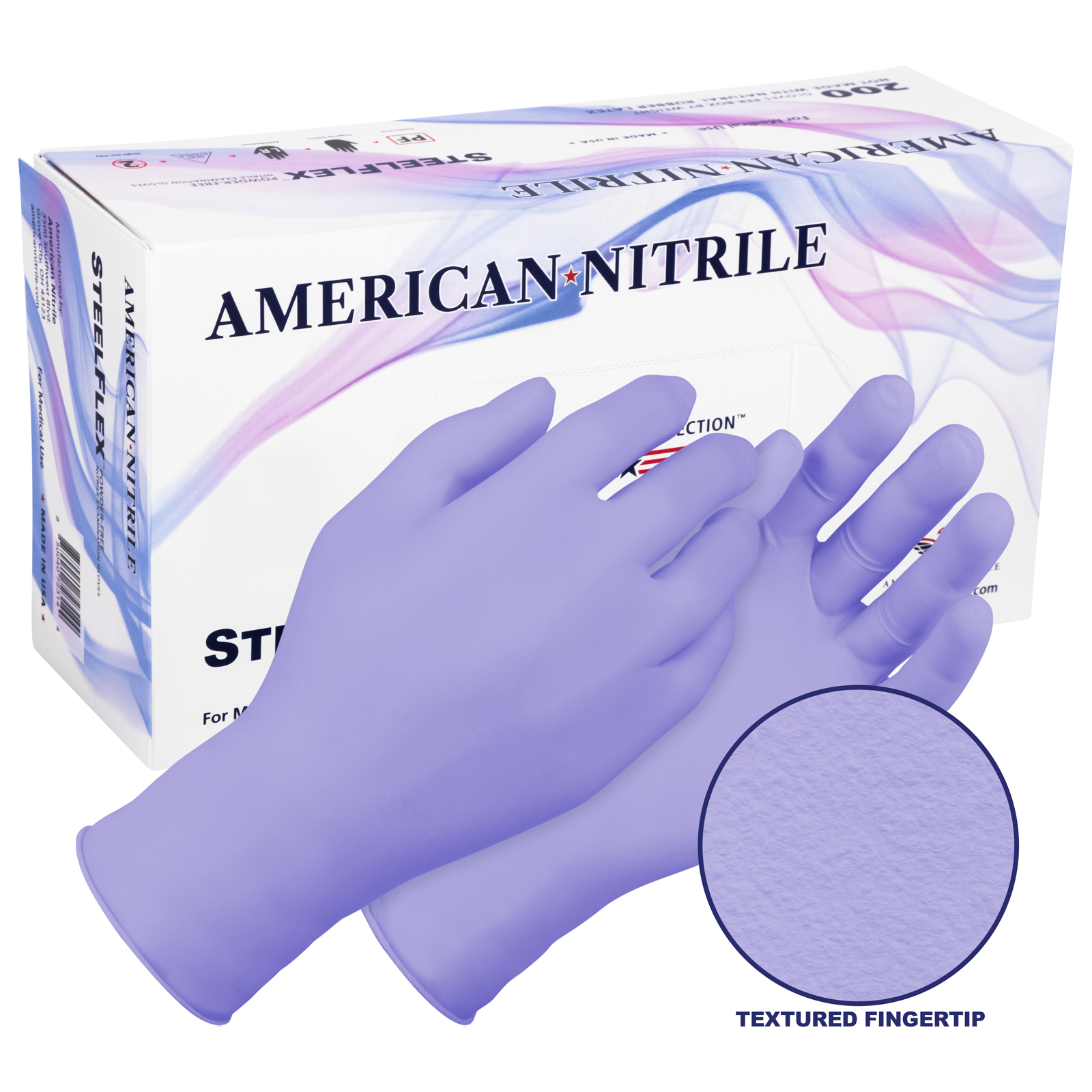 Steelflex Nitrile Gloves 3.5 mil (200/Bx) Made IN USA