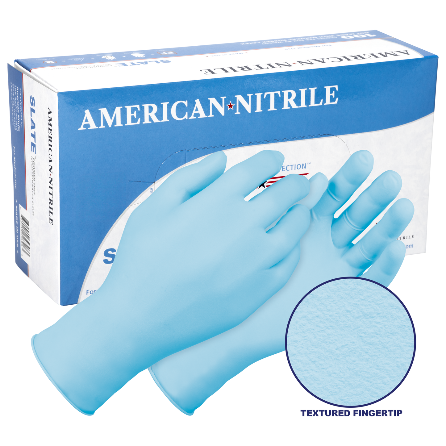 Slate Nitrile Gloves 5 mil (100/Bx) Made in the USA