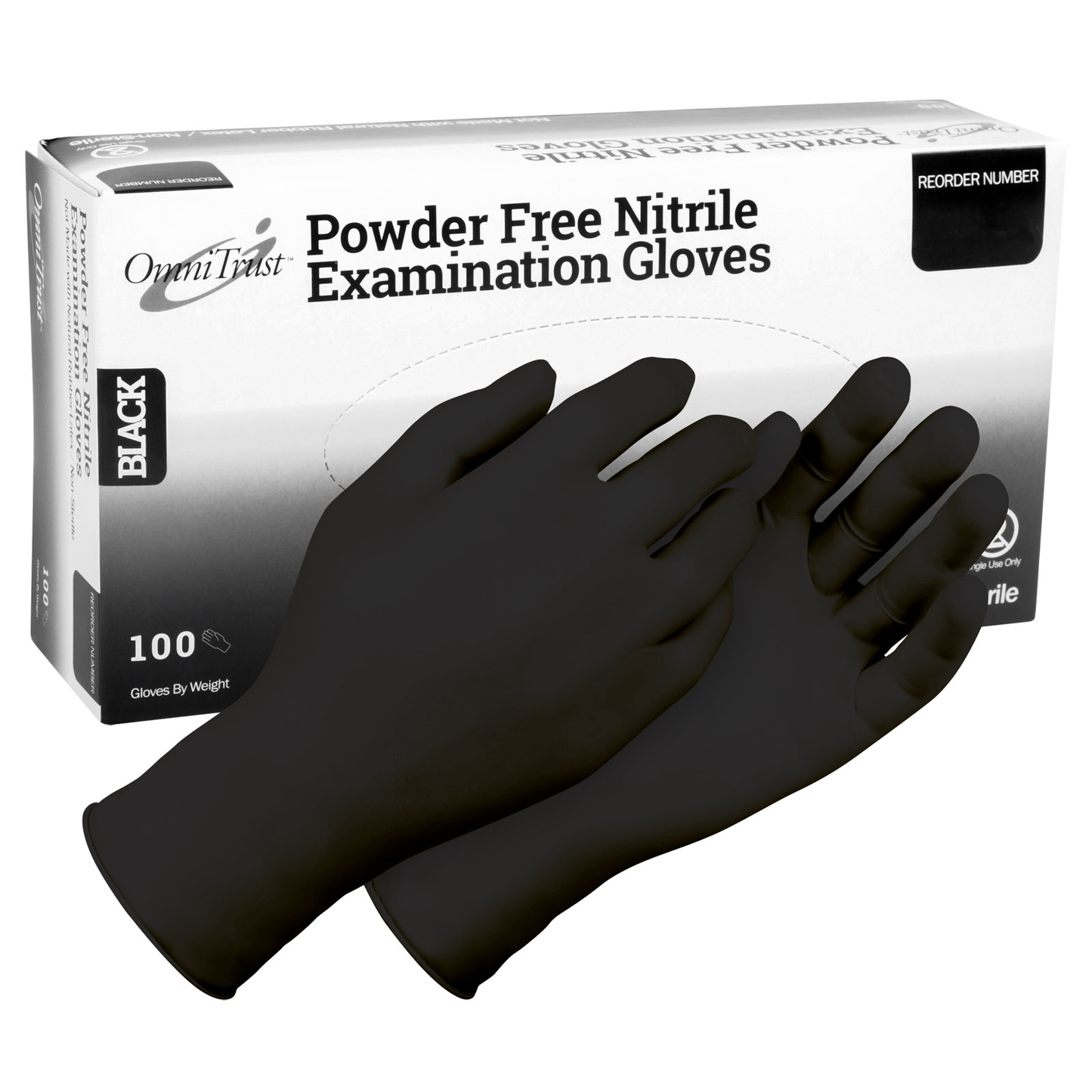 Black Nitrile Disposable Gloves Powder Free 100/box