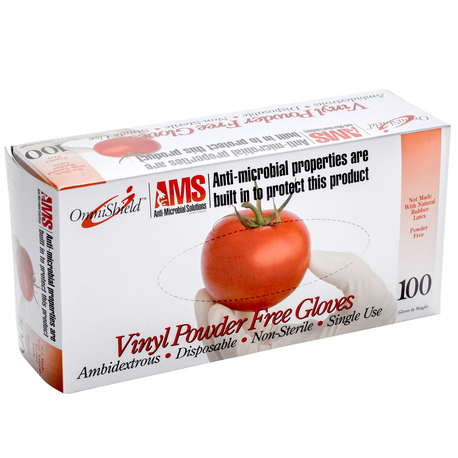 Gloves Vinyl Powder Free Anti-Microbial For Food Service 100/Bx